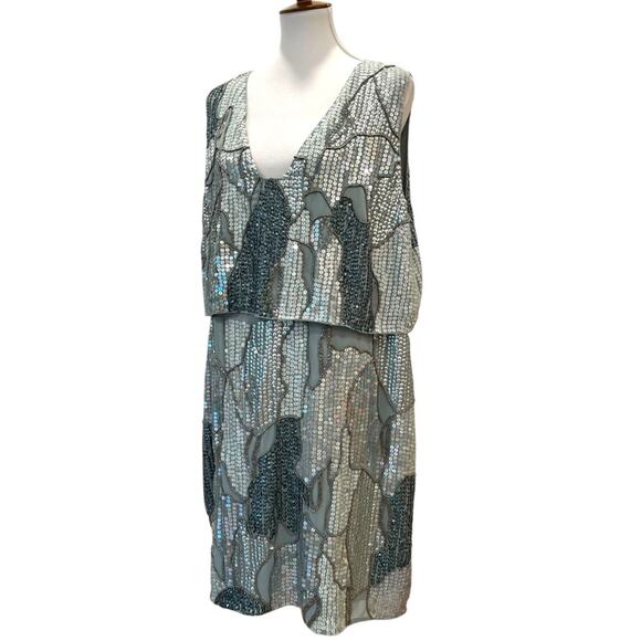 ASOS Curve Cocktail Dress 1X Homecoming Dress 18 Semi Formal Sequin 20s Flapper - Picture 7 of 17